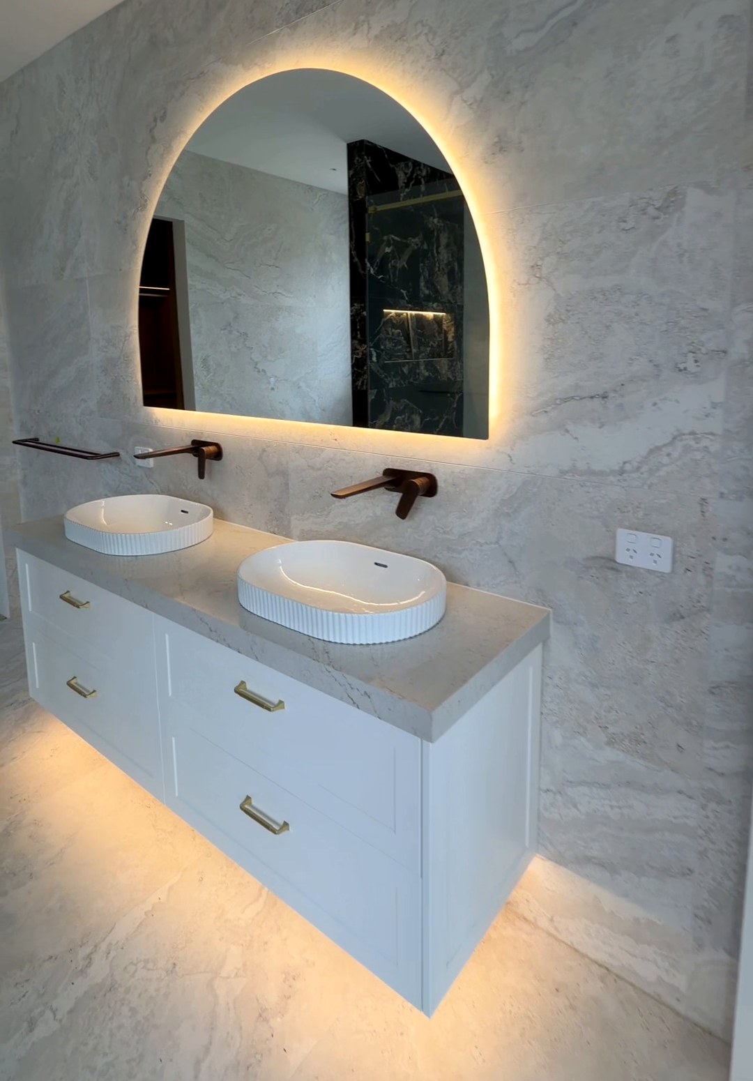 Backlit mirror vanity